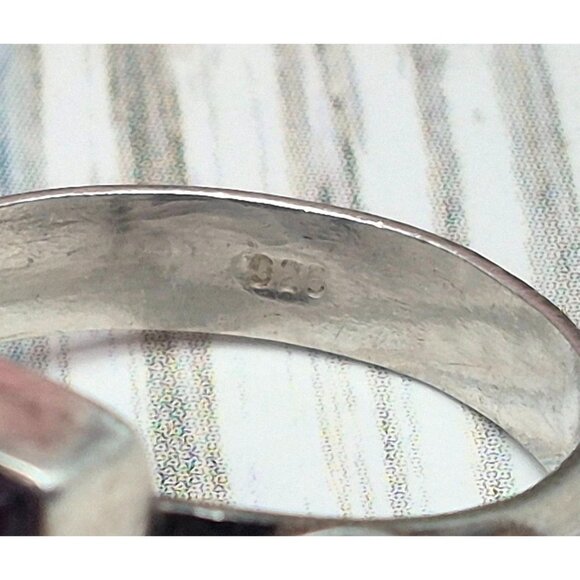 Sterling Silver Swirl Ring Size 8.5 Square Purple Etched Flower Boho Cute - Picture 8 of 9
